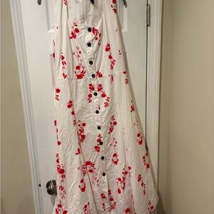 Ann Taylor White and Red Floral Dress